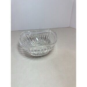 Clear Pressed Glass Tri-Corner Bowl 5" Ribbed Candy / Nut Dish